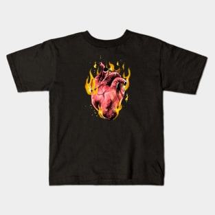 Hearth on Fire emoticon Kids T-Shirt